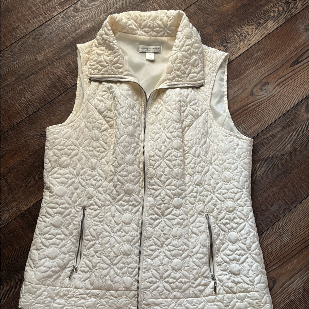 Christopher & Banks Quilted White Vest